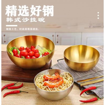 韩式沙拉碗不锈钢单层大号汤面冷面烤肉泡面碗螺蛳粉拌饭料理拉丝图2