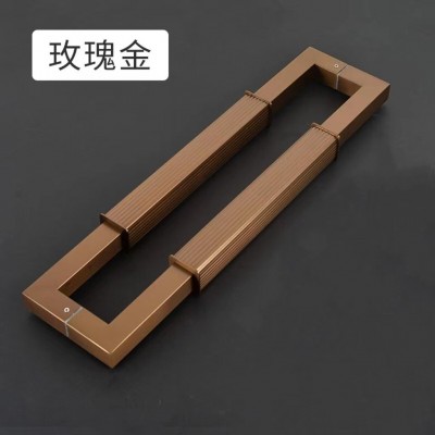 中式轻奢直纹方管实木门玻璃门拉手加厚仿古铜大门拉手不锈钢把手图4