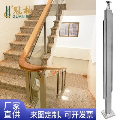 304不锈钢楼梯扶手工程立柱室内外家用卡夹免开孔 阳台玻璃护栏杆图4