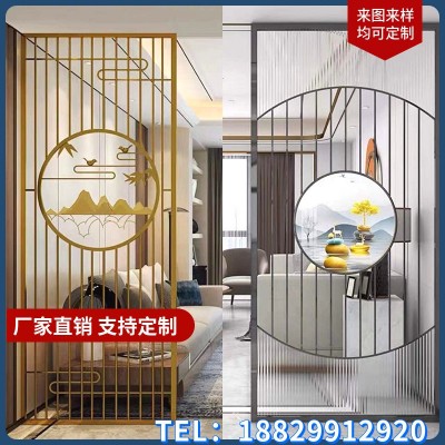 不锈钢屏风隔断花格新中式格栅金属镂空雕花古铜铝板雕刻玄关直销图4