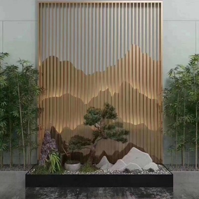 定制不锈钢屏风隔断园林景观背景墙金属装饰激光镂空花格栅屏风图3