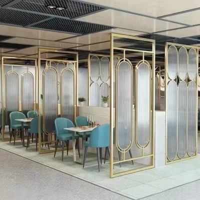 定制304不锈钢长虹玻璃屏风隔断入户玄关轻奢现代简约镂空图2