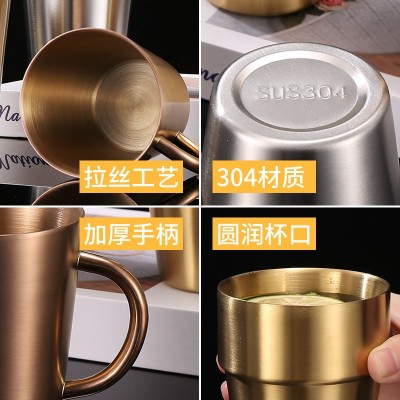 韩式304不锈钢杯子双层防烫水杯啤酒杯餐厅台阶冷饮杯学生口杯杯图4