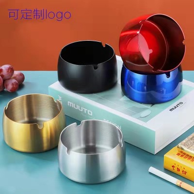 不锈钢防风烟灰缸家用网咖KTV酒店餐厅办公广告礼品烟缸可印logo图2