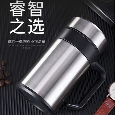 新款手柄办公直身杯304不锈钢双层保温杯商务泡茶杯水杯广告定制图2