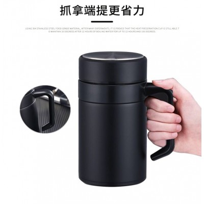 新款手柄办公直身杯304不锈钢双层保温杯商务泡茶杯水杯广告定制