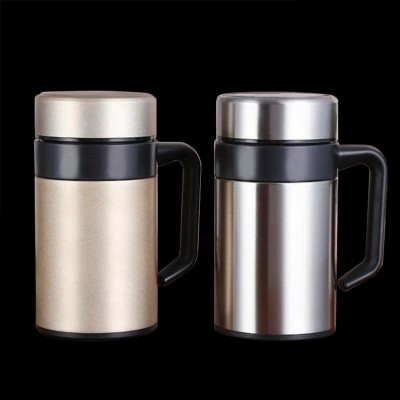 新款手柄办公直身杯304不锈钢双层保温杯商务泡茶杯水杯广告定制图3