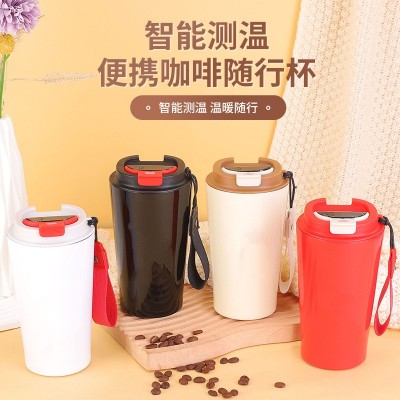 新款智能温显咖啡杯304不锈钢保温杯户外运动便携随手杯学生水杯图2