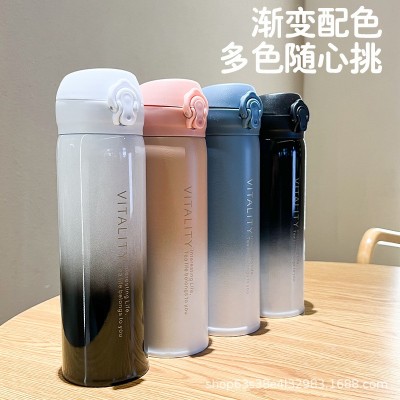 一件代发渐变304不锈钢创意弹跳保温杯男女学生水杯活动礼品杯图4