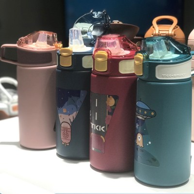 TKK儿童保温杯316不锈钢直身杯一键锁扣户外便携硅胶吸嘴学生水杯图1