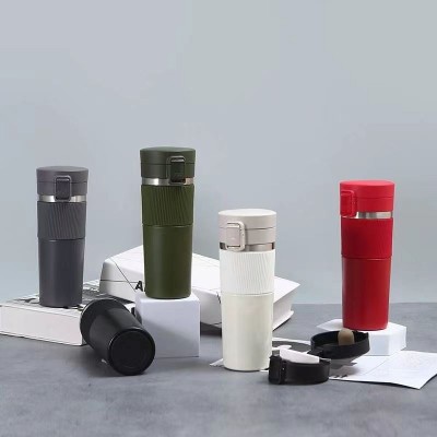 跨境直供304不锈钢真空保温杯便携弹跳盖咖啡杯商务礼品LOGO定 制图2