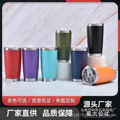 跨境20oz不锈钢汽车杯双层真空保冷啤酒杯车载便携保温杯现货