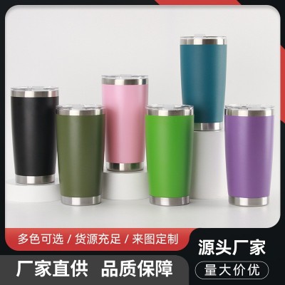 跨境20oz不锈钢汽车杯双层真空保冷啤酒杯车载便携保温杯现货图3