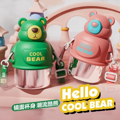 网红小熊杯316不锈钢保温杯创意学生高颜值便携儿童水壶吸管水杯图3