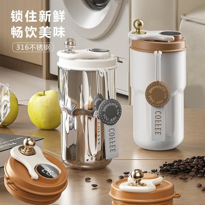 316不锈钢保温杯咖啡杯智能显温便携随行杯大容量随行杯美式水杯