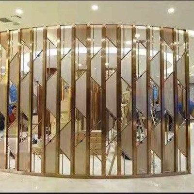 厂家定制新中式不锈钢雕刻屏风 现代新装饰酒店会所图2