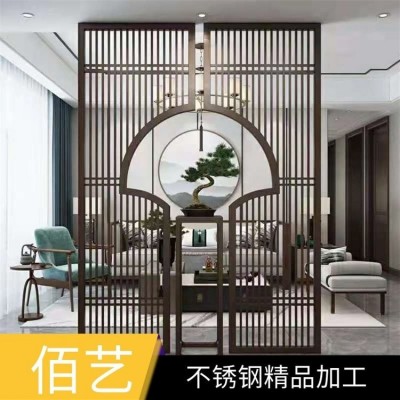 佰艺钛金不锈钢隔断 酒店雕花镀铜客厅镂空加厚玄关屏风图4