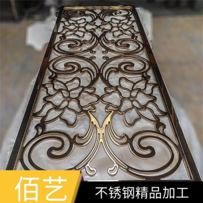 金属屏风可定制 佰艺镂空屏隔断 不锈钢屏 风工程图3