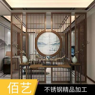 金属屏风可定制 佰艺镂空屏隔断 不锈钢屏 风工程图4