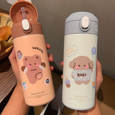 新款森系便携不锈钢保温杯学生简约可爱吸管杯少女心创意随身水杯图5