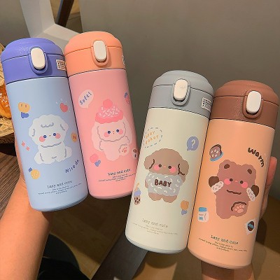 新款森系便携不锈钢保温杯学生简约可爱吸管杯少女心创意随身水杯图3