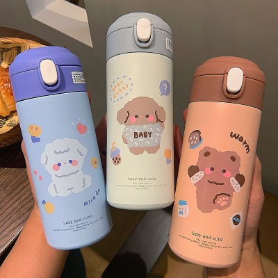 新款森系便携不锈钢保温杯学生简约可爱吸管杯少女心创意随身水杯图4