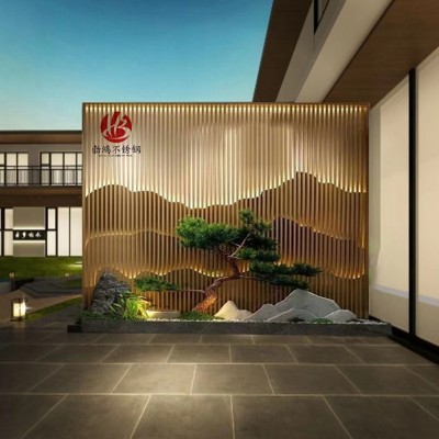 勃鸿 景观装饰假山屏风酒店大堂背景墙室外别墅庭院不锈钢隔断墙图3