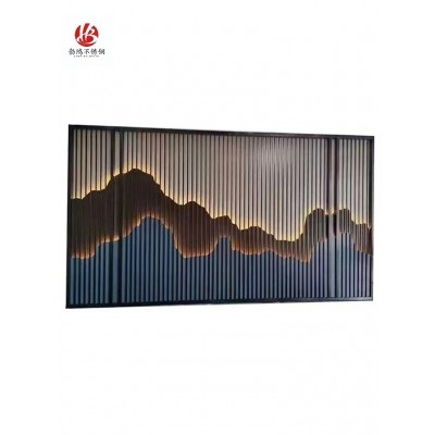 不锈钢假山屏风山水画室外庭院新中式隔断屏风背景墙 厂家批发图4