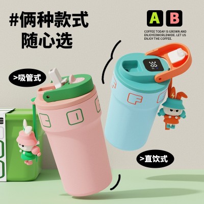 跨境316不锈钢保温杯保冷高颜值男生女生手提杯咖啡杯自带吸管杯图2