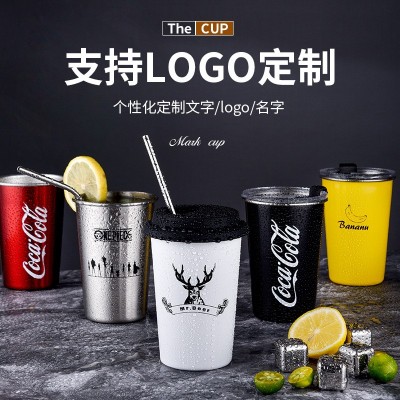 工业风304不锈钢金属啤酒杯大号杯子家用ins北欧风230ml水杯图2