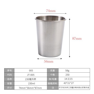 工业风304不锈钢金属啤酒杯大号杯子家用ins北欧风230ml水杯图3