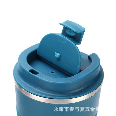 新款咖啡杯保温杯双层不锈钢便捷车载户外带随手创意礼品水杯批发图3