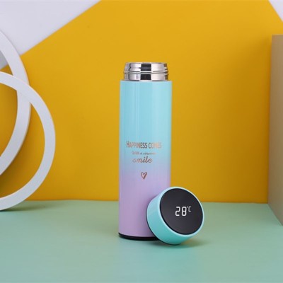 智能保温杯不锈钢时尚便携学生水杯渐变测温办公水杯可定LOGO批发图4