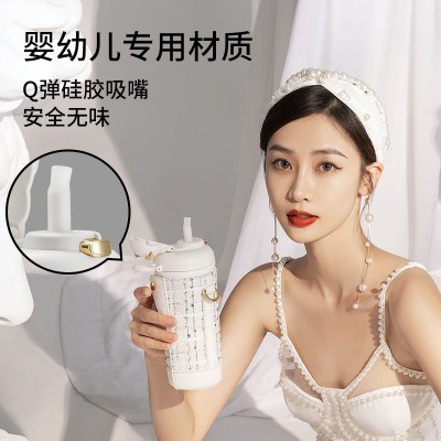 saylee小立小香风不锈钢保温杯316斜挎水杯女生高颜值吸管杯ins图2