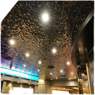 波纹板不锈钢金属吊顶板天花装饰8K压花凹凸会所服装店背景墙装饰图3