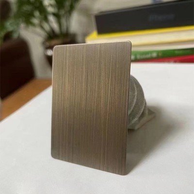 201/304发黑拉丝青古铜不锈钢板 青古铜发黑做旧镀铜不锈钢拉丝板图2