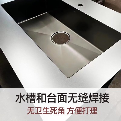 厨房台面不锈钢样板 304苹果砂不锈钢实心台面板 耐刮花一体台面图4