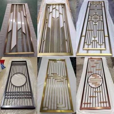 新中式不锈钢屏风隔断售楼部玄关屏风摆件隔断简约不锈钢屏风隔断图3