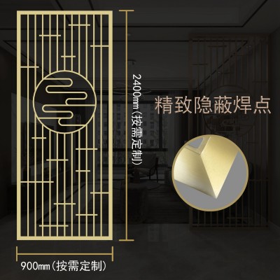 可折叠山水画不锈钢屏风 酒店餐厅书房钛金色风景隔断不锈钢屏风图4