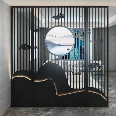 不锈钢屏风隔断 新中式屏风 酒店不锈钢装饰屏风承接装修工程屏风图3