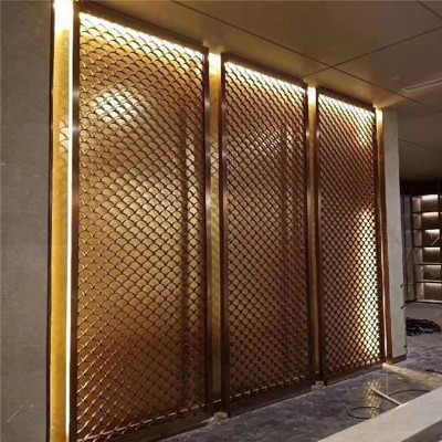 酒店屏风隔断 新中式不锈钢屏风 别墅金属装饰屏风酒店镂空玄关图4