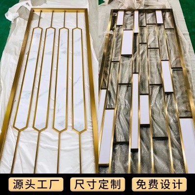 新中式不锈钢屏风玄关金属隔断花格格栅通花激光镂空雕刻装饰制定图3