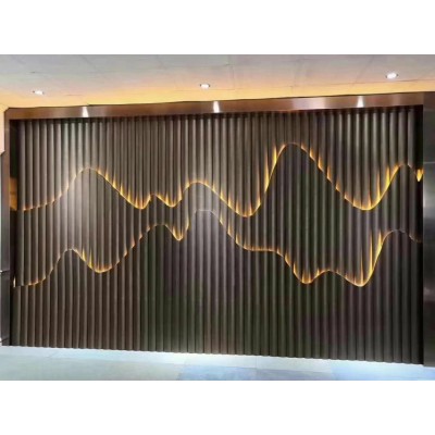佛山不锈钢屏风 花格金属镂空中式现代玫瑰金酒店 玄关隔断格栅图4