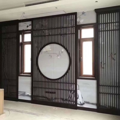 新中式屏风隔断客厅现代简约卧室办公室不锈钢格栅进门入户玄关图3