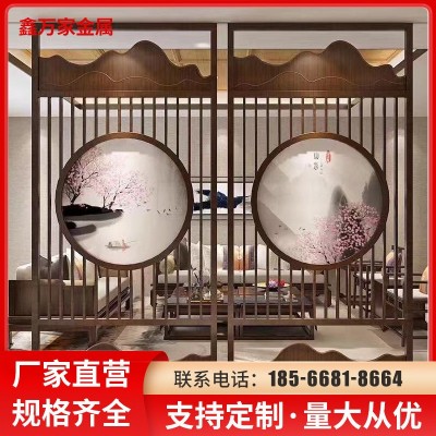 不锈钢山水画屏风中式隔断满焊拼接居家屏风隔断客厅玄关金属隔断图4