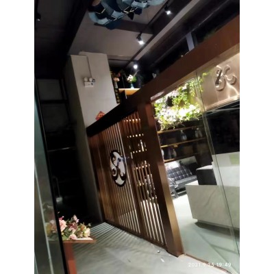 不锈钢屏风 建筑酒店装饰装修 屏风隔断 新中式风格 昱辰金属定制图1