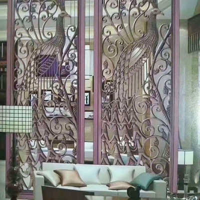 供应不锈钢酒店装饰工程 中国风缕空隔断屏风 客厅中式金属屏风图5