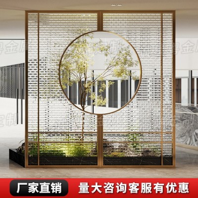高档餐厅不锈钢屏风销售楼背景墙隔断自建房入户玄关花格定制批发图3
