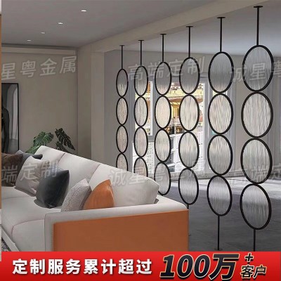 轻奢不锈钢长虹玻璃屏风客厅入户玄关隔断餐厅装饰金属遮挡墙厂家图2