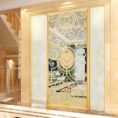 铜质精铸屏风隔断 轻奢酒店铝合金断隔屏风 会所餐厅雕花背景屏风图3